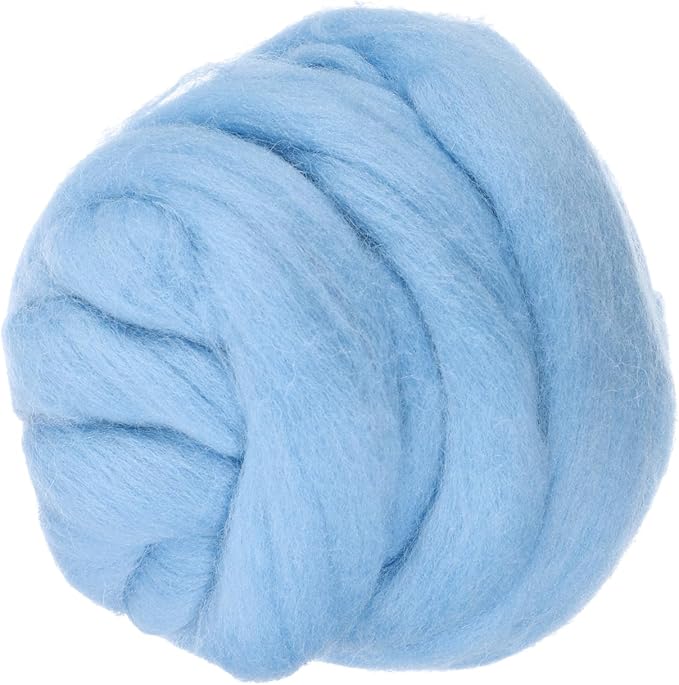PATIKIL Wool Roving Yarn, 80G/2.82OZ Soft Felting Wool Pure Chunky Roving Yarn Bulk for Needle Felting Knitting Blanket Spinning Weaving DIY Craft, Blue