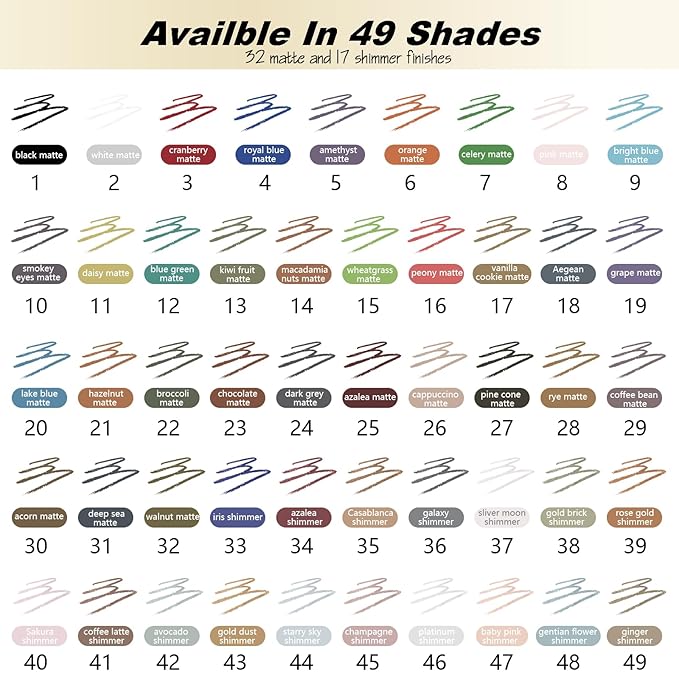 Smudge Proof Eyeliner, Waterproof Retractable Eye liner with Brush, Matte and Shimmer Eyeliner Pencil, Creamy Texture, Long lasting & Smooth(44 Starry Sky Shimmer)