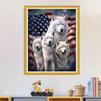 Magxvouy Cross Stitch Kits Stamped Full Range of Embroidery Kits,Cross Stitch Patterns Needlework Kits for Beginners 11CT Printed Kits&Wolf Flag 16x20 inch
