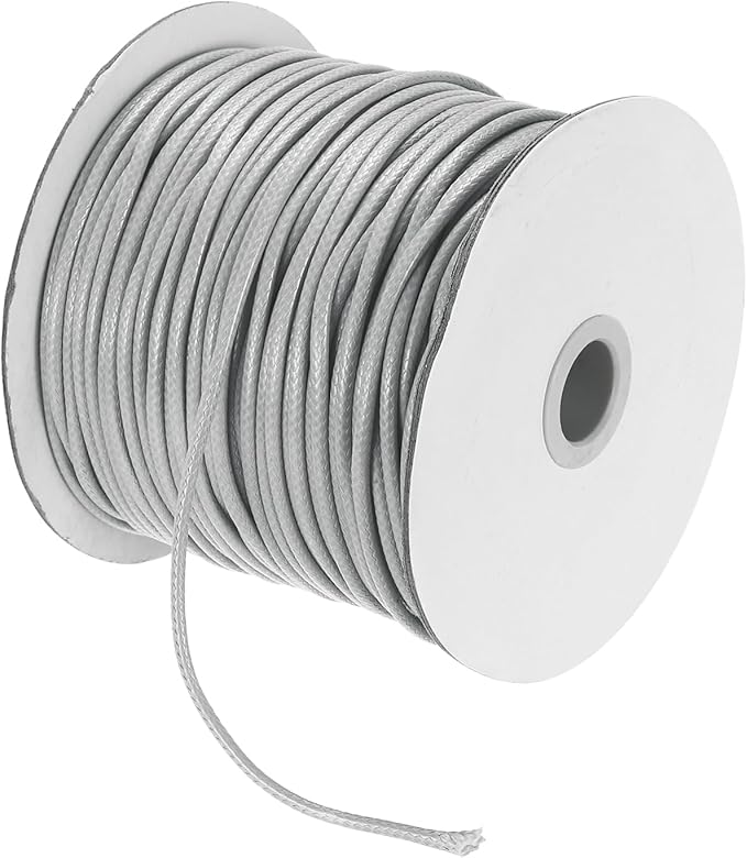 MECCANIXITY Waxed Cord 2.5mm Waxed Polyester Cord 87 Yard Wax String for Bracelet Making, Necklaces, Beading, Jewelry Making and DIY Crafts(Light Gray)