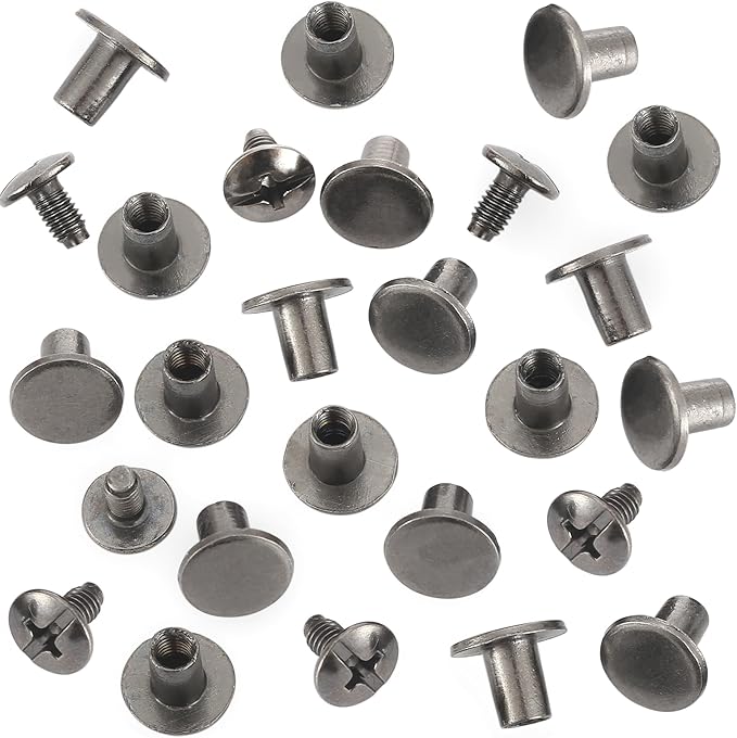 YORANYO 150 Sets 8MM Chicago Screws Leather Rivets for Fabric Chicago Binding Screws Buttons Metal Studs Rivets for Decorate and Repair Belts Bags Shoes Purse Dog Collar Leather Craft (Gun-Metal)