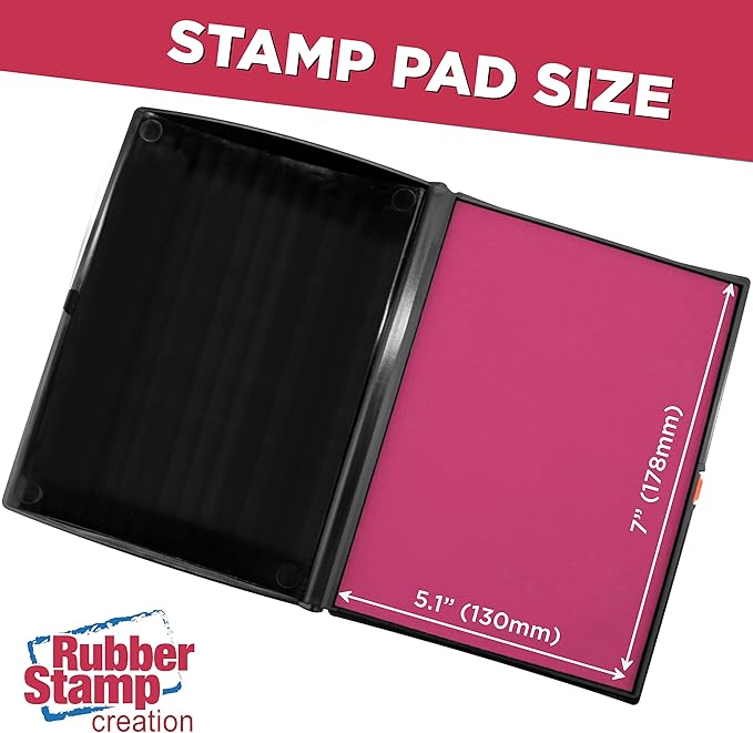 Large Premium Pink Ink Stamp Pad - 5" by 7" - Quality Felt Pad