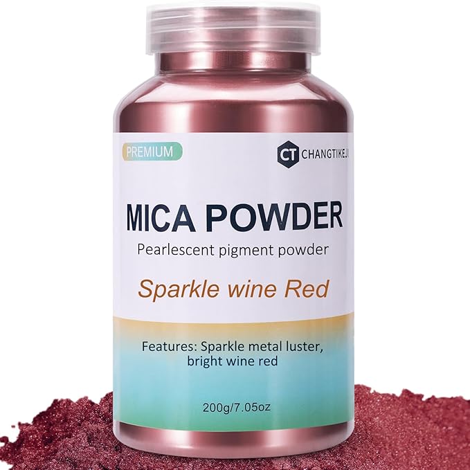 Mica Powder,200g/7.33oz Large Jar,Sparkle Wine Red Mica Powder Pigment for Epoxy Resin，Lip Gloss，Paint，Dye，Soap Making，Nail Polish,Candle Making,Bath Bombs