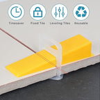 Tile Leveling System with Plier 600Pcs Piece Spacers Clips 200Pcs Piece Reusable Wedges and 1 Rubber Mallet Tile Tools Set for Stone Installation (1/32"(1.0 mm))