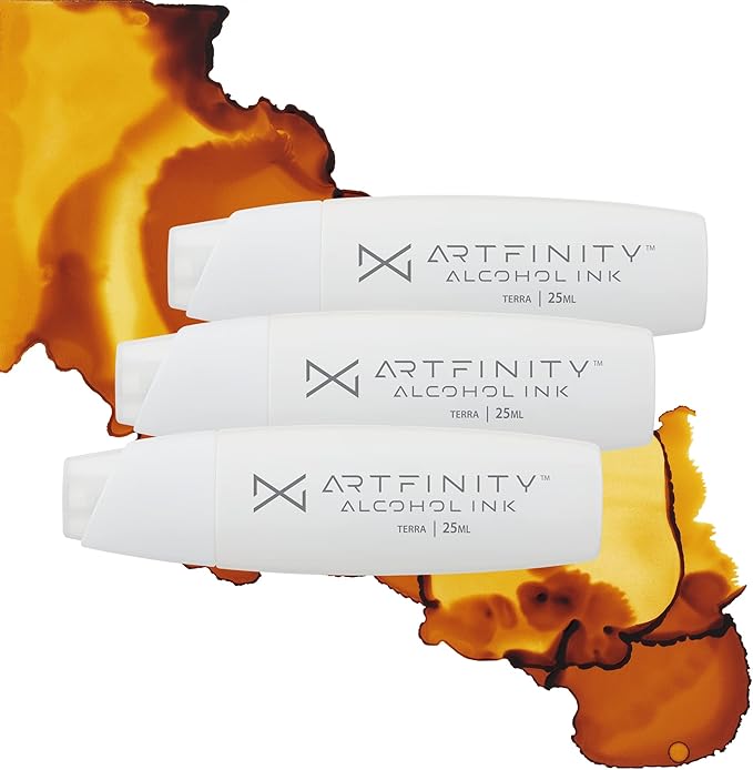 Alcohol Inks 3 Pack - Vibrant, Professional, Dye-Based Alcohol Inks for Artfinity Alcohol Markers, Artists, Drawing, & More! - Terra Y4-5