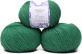 Pullu - Baby Alpaca Merino Wool Yarn Set of 3 Skeins (150 Grams) Worsted Weight - Sourced Directly from Peru - Heavenly Soft and Perfect for Knitting and Crocheting (Christmas Green)