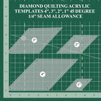 Quilting Acrylic Template Set | Precision Tools for Quilting Enthusiasts | Diamond Design | Includes Sizes 4", 3", 2", 1" | 1/8 Clear Acrylic | 1/4" Seam Allowance for Accuracy