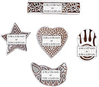 Wooden Block Stamp Hand Carved Printing Stamp for Fabric Printing - Wooden Printing Block for Scrapbooking Pottery Kids Project, to Decorate Card | Set of 5 | HASHCART®