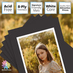 Mat Board Center, Double Mat - Acid Free, 8-ply Thickness, White Core - for Pictures, Photos, Framing (Black Over White, 11x14 for 8x10, Pack of 5)