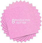 Rainbow Pink Glitter HTV Heat Transfer Vinyl Bundle 8 Sheets-12 x12 Iron on for DIY Shirts Gifts