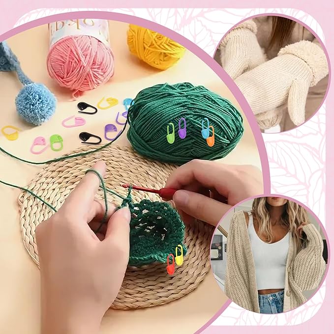 150pcs Assorted Colors Crochet Stitch Markers for Crocheting, Crochet Marker for Crocheting Knitting Yarn Crafts Weaving Locking Plastic Safety Pins Yarn Pins Knitting Supplies Accessories
