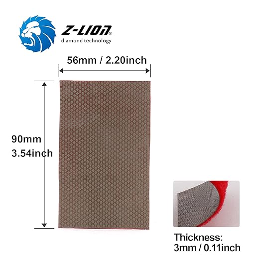 Z-Lion Diamond Abrasive Paper Sheets 400 Grit Diamond Sandpaper Nylon Back for Grinding Stone Glass Ceramic(1 Pcs)