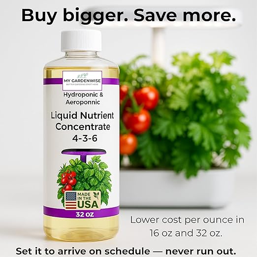 Liquid Plant Food – Hydroponics Nutrients for Indoor House Plants, Tomato, Strawberry, Lucky Bamboo, Lettuce, Vegetable Garden & Herbs – Aero Nutrients Liquid Fertilizer for All Growing Systems (16oz)