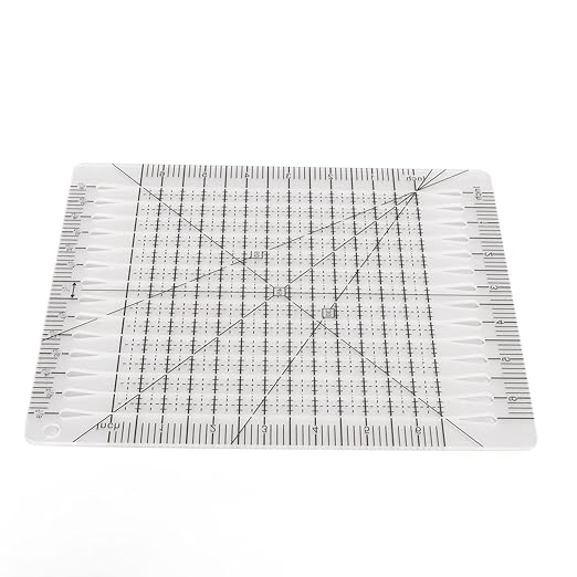 Pssopp Charming Shape Cut Ruler, Transparent Acrylic, Accurate Scale, Black Grid Line, Multifunction, Quilters Ruler, 25.5cm x 8.1in