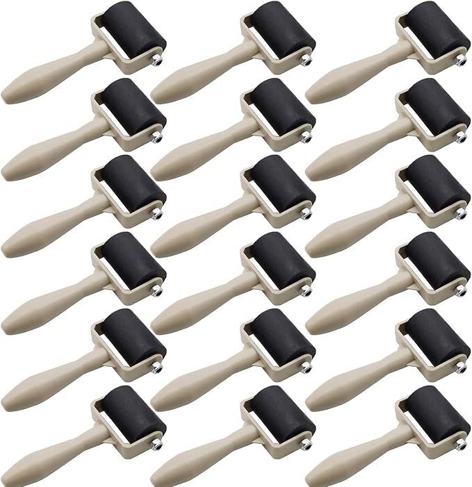 HRJZF Rubber Brayer Roller Set, 16 Pack, 1.4 Inch, Printmaking and Stamping Tools