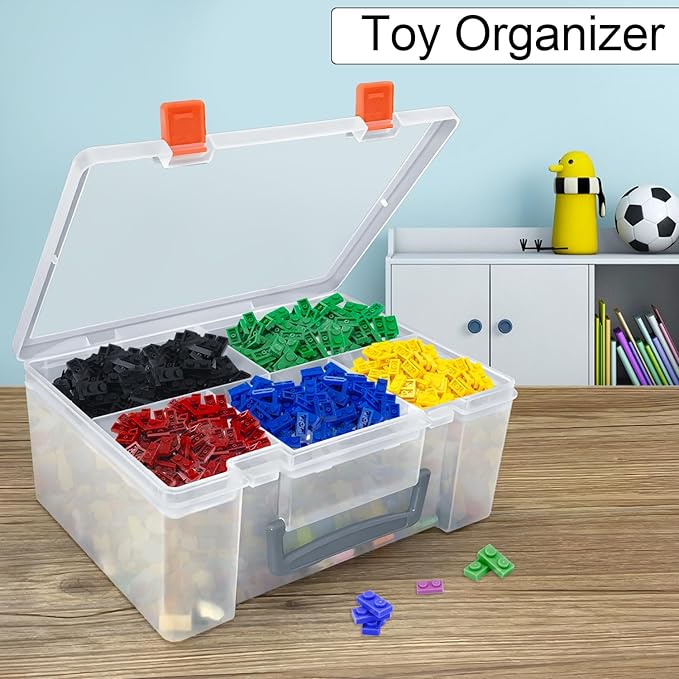 DUOFIRE Two Layers Compartment Organizer Box Plastic Organizer Box Plastic Jewelry Boxs Craft Storage Containers Storage Boxs for Accessories, Cosmetic, Toy, Jewelry Beads, Tapes (5+1 Grid)