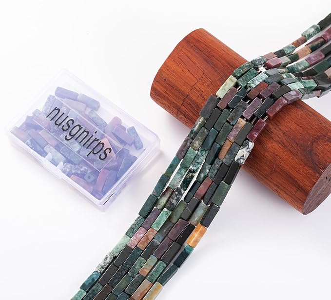 Natural Indian Agate Rectangle Tube Beads 4x13mm 38cm/str Loose Semi Gemstone Stone Beads for Making Bracelets Necklace Earrings