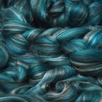 Merino Silk Luxe Tonal Designer Blend. Superfine Merino, Mulberry Silk, Tussah Silk. Top Roving for Spinning or Felting. Meadow Mist 4oz