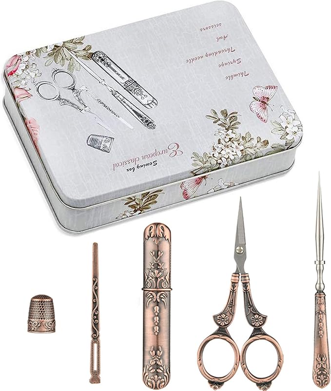 Vintage Sewing Scissors European Antique Vintage Sewing Kit Sharp Dressmaker Fabric Sewing Shears Scissor, Bronze
