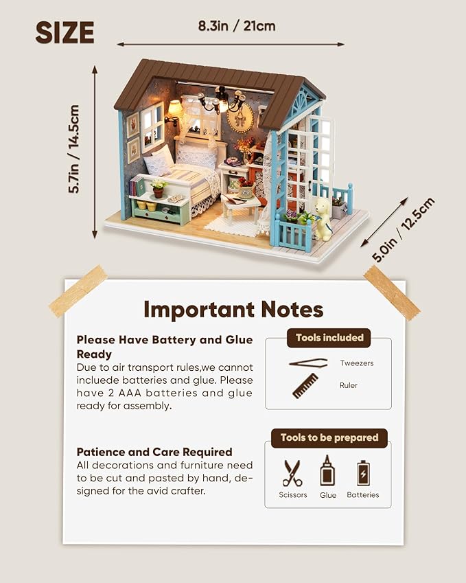 DIY Miniature House Kit, DIY Dollhouse Kit for Adults to Build, Mini House Kit with LED, Mayberry Street Miniatures, Ideal Gifts for Birthday,Valentine Christmas(Forest Times)