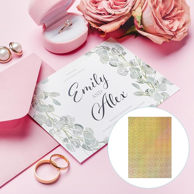 PATIKIL 11.7x8.3" Hot Stamping Foil Paper Sheet, 20 Sheets A4 Heat Transfer Hot Stamping Paper Foil for Leather DIY Logo Decor Craft Gift Package Scrapbook Card, Laser Spot Gold