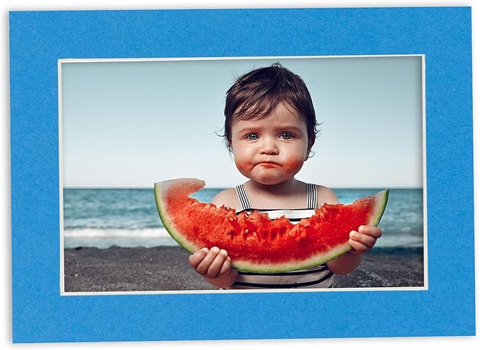 5x7 Mat for 8.5x11 Frame - Precut Mat Board Acid-Free Show Kit with Backing Board, and Clear Bags Bay Blue 5x7 Photo Matte Made to Fit a 8.5x11 Picture Frame Matboard for Framing, Pack of 10 Mats