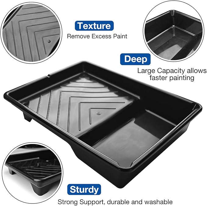 Great Andrew 4 Pack Paint Tray Liners 7 Inch, 2 PC Sturdy Plastic Tray with 2 PCS Disposable Paint Tray Liners, Paint Roller Trays, Paint Pan Liners for DIY Painting Projects, Walls, Furniture