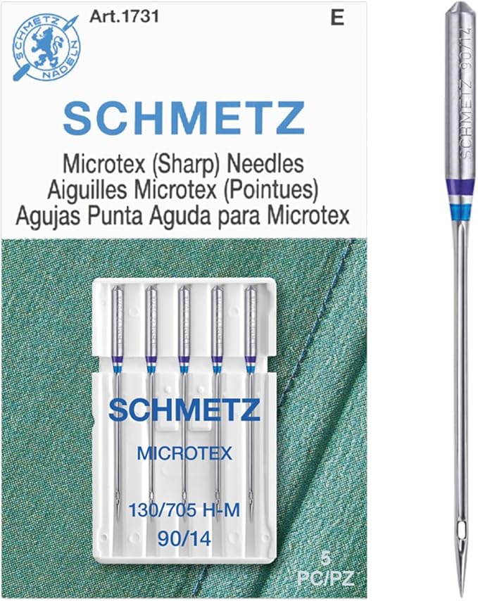 SCHMETZ Microtex Sharp Sewing Machine Needles - Quilting & Topstitching Supplies, Size 90/14, Box of 100
