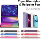 12 PCS 2 in 1 Stylus Ballpoint Pen with Stylus Tip, 1.0 mm Black Ink Metal Pen Stylus Pen for Touch Screens (12 Colors-2)