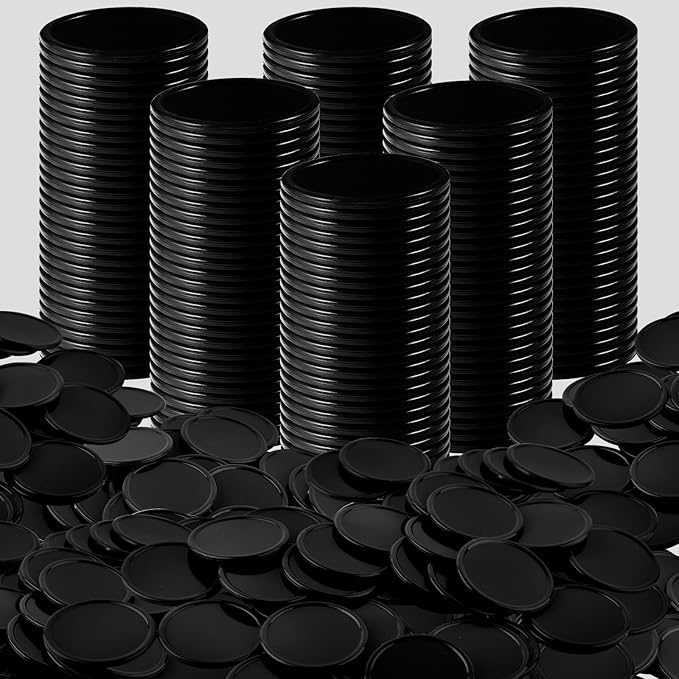 Coopay 1 1/2 Inches Plastic Poker Chips Learning Counters Disks Bingo Chip Counting Discs Markers for Math Practice and Poker Card Game Tokens, Teaching Rewards, 200 Pieces (Black)