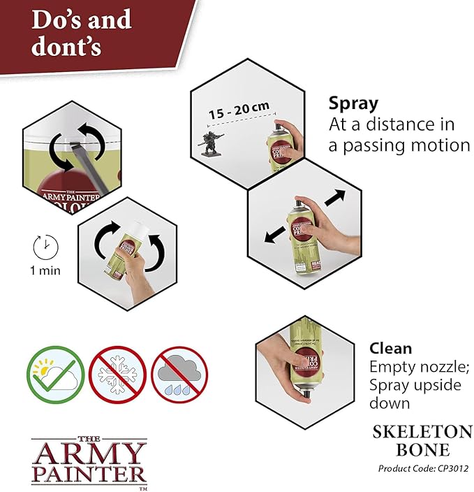 The Army Painter Color Primer Spray Paint, Skeleton Bone, 400ml, 13.5oz - Acrylic Spray Undercoat for Miniature Painting - Spray Primer for Plastic Miniatures