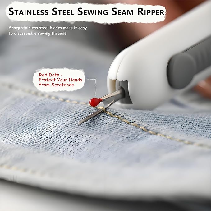 3-in-1 Automatic Needle Threader with 2 Hand Sewn Needles,Needle Threaders for Hand Sewing/Denim/Silk/Embroidery,Professional Tool for Quilting & Clothing Repair (White)