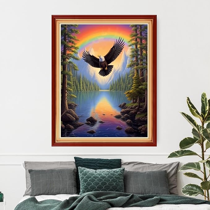 Artvxeay Cross Stitch Kits Stamped Full Range of Embroidery Kits for Beginners Adults 11CT Pattern Stitch Embroidery Kits Needlepoint Kits DIY - (Rainbow Eagle 16x20 inch)