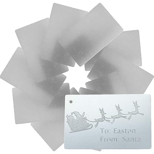 Metal Engraving Blanks for Etching w/Silhouette Cameo 4 Pro Plus, Brother Scan and Cut, Maker, Explore Air 2 or Laser Engraving Blanks - Anodized Aluminum Sheet Metal & Plates for Crafting- 10 Pack
