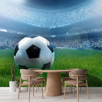wall26 Wall Sticker/Wall Mural Close Up of a Football Ball on a Full Stadium, Not Peel and Stick, Non-Woven Wallpaper Decorative for Bedroom, Living Room, Office - 120x120 inches