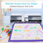 REALIKE Acrylic Paint Markers for Cricut Maker 3/Maker/Explore 3/Air 2/Air, Multicolor Acrylic Paint Pens for Rocks,Fabric, Paper, Wood, Canvas, Glass, Ceramic (1.0 Tip)