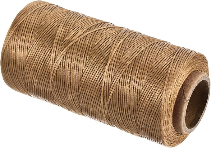 MECCANIXITY Waxed Thread,284 Yard 0.8mm 150D Flat Wax Thread Polyester Waxed String for Leather Sewing Hand Weaving Book Binding Home Decoration,Coffee
