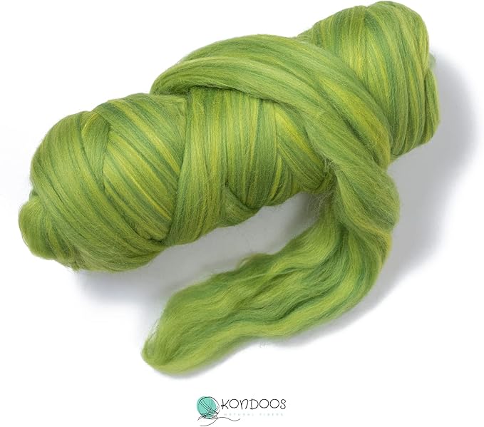 Multi Colored Natural Wool roving, 1 lb. Best Wool for Needle Felting, Wet Felting, handcrafts and Spinning. (Forest, 1lb)