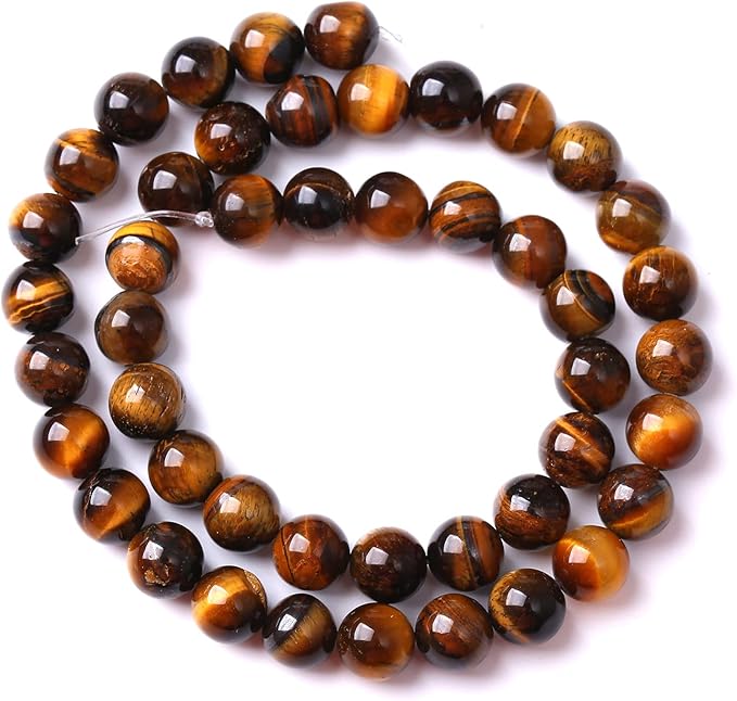12mm 32pcs Natural Iron Yellow Tiger Eye Stone Beads for Jewelry Making Healing Energy Beads DIY Bracelet Necklace (12mm, Iron Yellow Tiger Eye Stone)