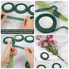 12 Roll Floral Tape 1/2inch Flower Tape Dark Green, Floral Tapes for Bouquet Stem Wrapping and Floral Crafts, Wedding Bouquet