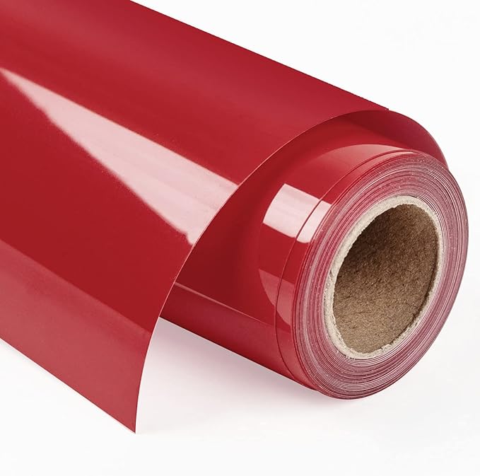 VINYL FROG Heat Transfer Vinyl Roll HTV Vinyl - 12" x12ft Red Iron on Vinyl for T-Shirts, Heat Press Vinyl for DIY Craft Designs (Red)