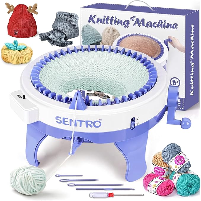 BZVV Knitting Machine for SENTRO 48 Needles Smart Knitting Crochet Machine with Row Counter for Adults and Beginners, Knitting Board Rotating Double Loom, Weaving Loom Machine Kit New Year Gifts