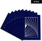 Pack of 25 Acid Free 11x14 Mats Bevel Cut for 8.5x11 Photos - Brooke Blue Suede Precut Matboards With Backing Boards and Clear Photo Mat Bags For Pictures, Photos, Framing - 4-ply Thickness