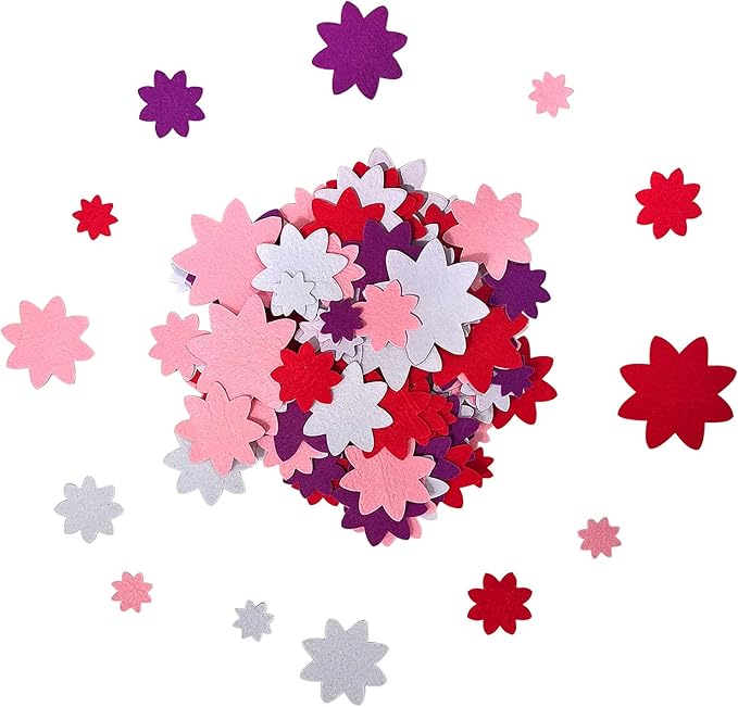 Flower Stickers, Felt Stickers for Kids, Felt Flowers for Crafts, Craft Supplies for Scrapbooking 120pcs 1" to 3" Size