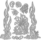 Metal Sea Grass Seaweed Coral Tropical Fish Cutting Dies,Jellyfish Shell Fish Conch Ocean Die Cuts Summer Embossing Stencils Template Mould for Card Scrapbooking and DIY Craft Album Paper Card Decor