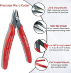 170 Wire Cutters, 10 PACK, 5 Inch Micro Flush Cutter, HOUSERAN Small Wire Cutters Spring Loaded Cutting Pliers, Side Cutters, Diagoanl Cutters for Jewelry Making, Models, Zip Ties Plastic Wire Snips
