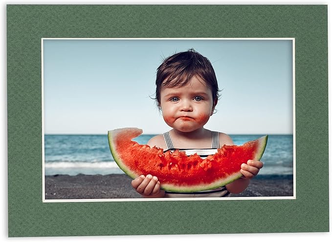 5x7 Mat for 8.5x11 Frame - Precut Mat Board Acid-Free Show Kit with Backing Board, and Clear Bags Hunter Green 5x7 Photo Matte Made to Fit a 8.5x11 Picture Frame Matboard for Framing, Pack of 10 Mats
