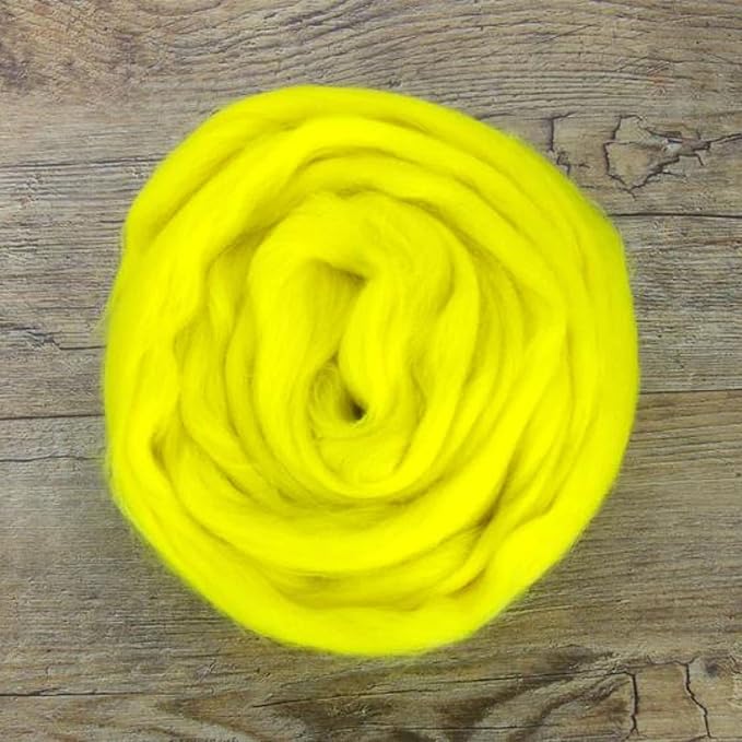 Revolution Fibers Merino Wool Roving | Premium Combed Wool Top | 22 Micron, Perfect for Felting Projects, Spinning, Wall Hangings and Tapestry (Jonquil)