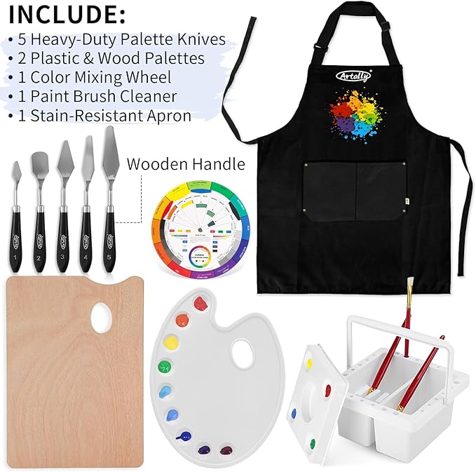 179Pcs Professional All-in-One Art Painting Kit with Aluminum & Beech Wood Easel, 96 Acrylic, Watercolor & Oil Paint Set, Complete Art Supplies Painting Set for Adults, Artists, Beginners