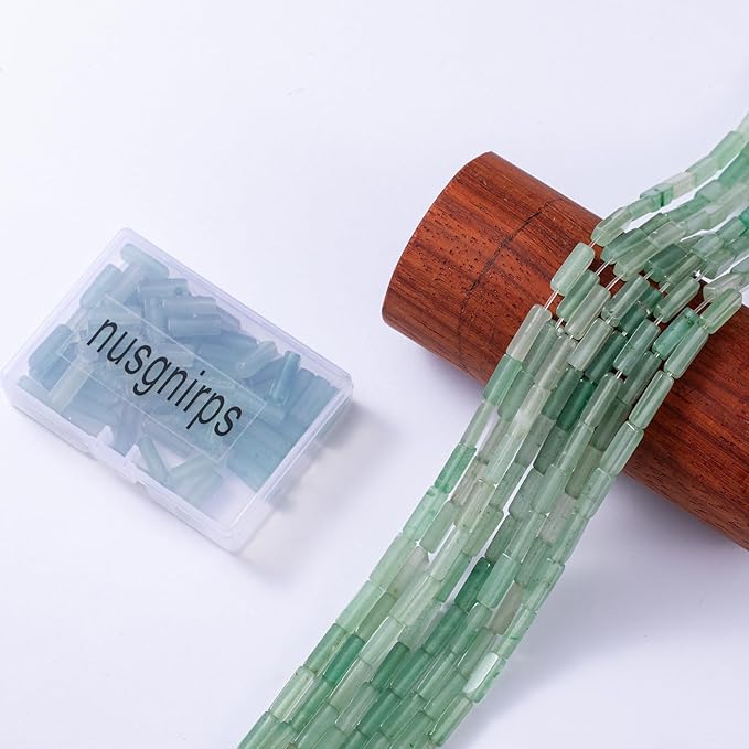 Natural Green Aventurine Rectangle Tube Beads 4x13mm 38cm/str Loose Semi Gemstone Stone Beads for Making Bracelets Necklace Earrings